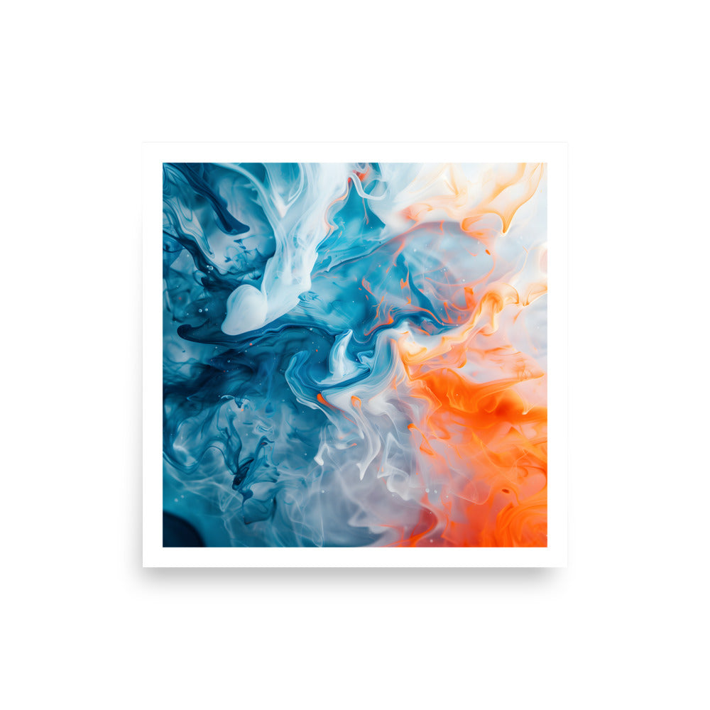 Blue Orange Waves Unframed Poster