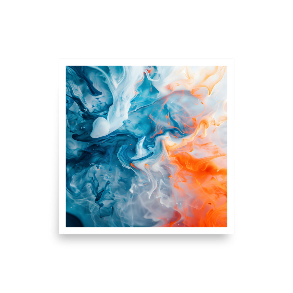 Blue Orange Waves Unframed Poster