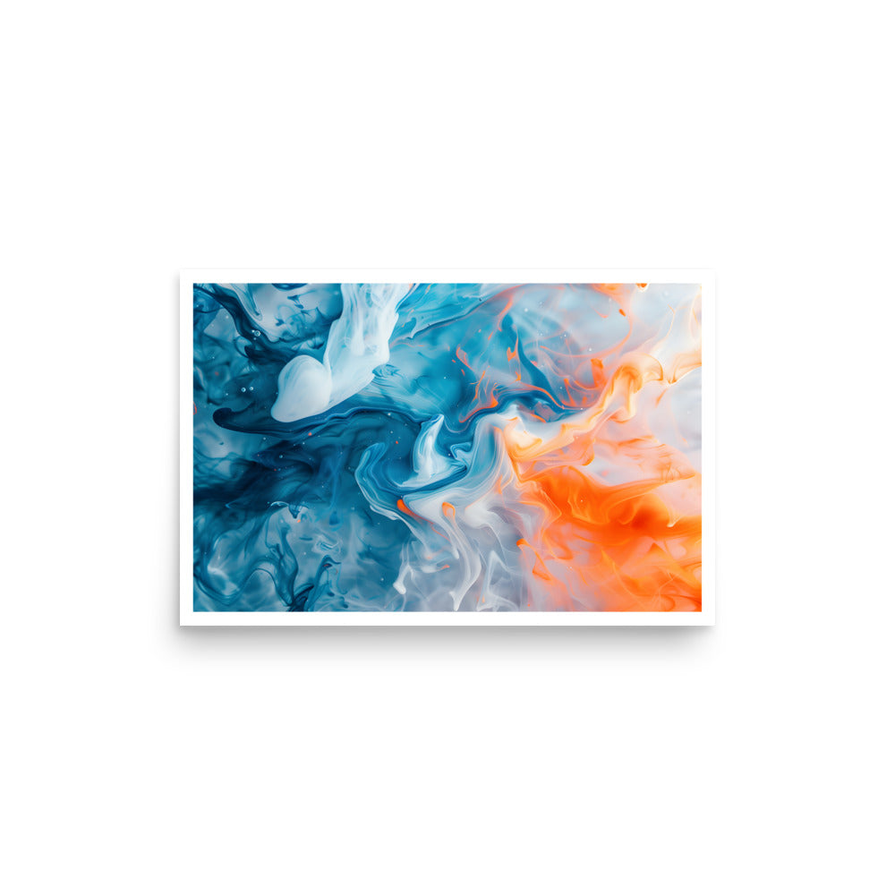 Blue Orange Waves Unframed Poster