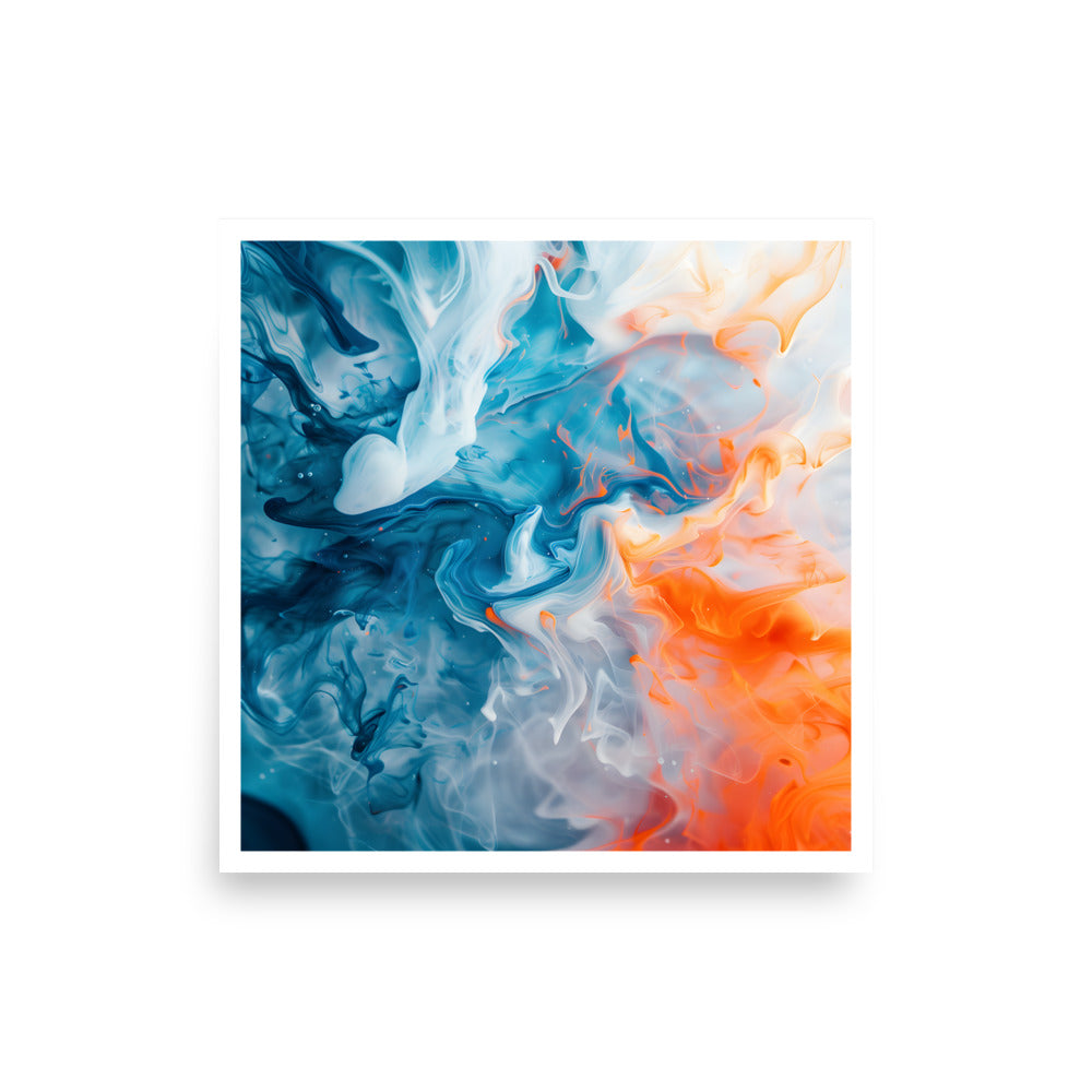 Blue Orange Waves Unframed Poster