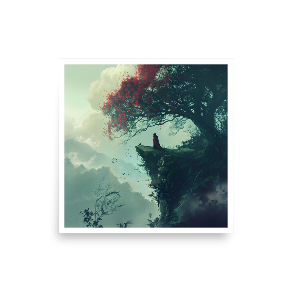 Cliff red tree Unframed Poster