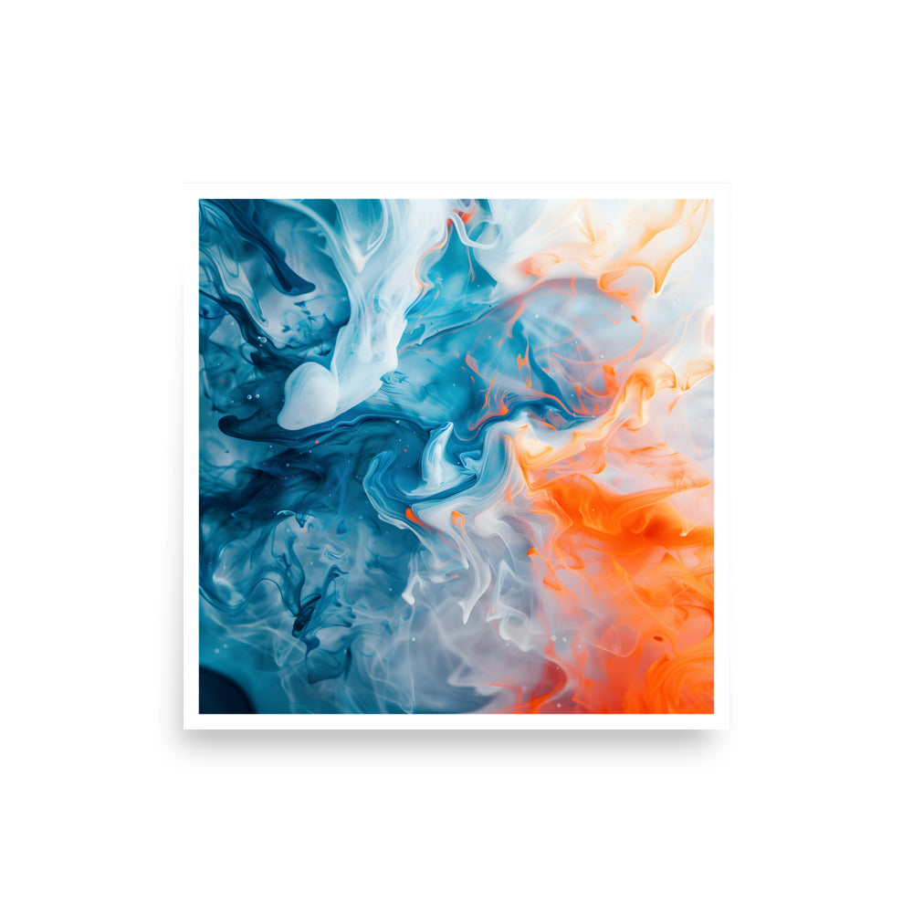 Blue Orange Waves Unframed Poster