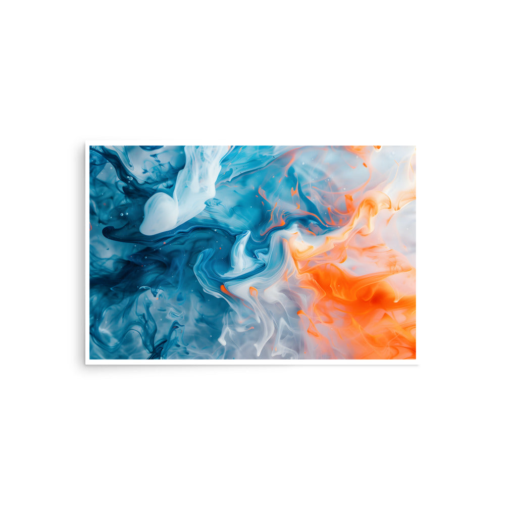 Blue Orange Waves Unframed Poster