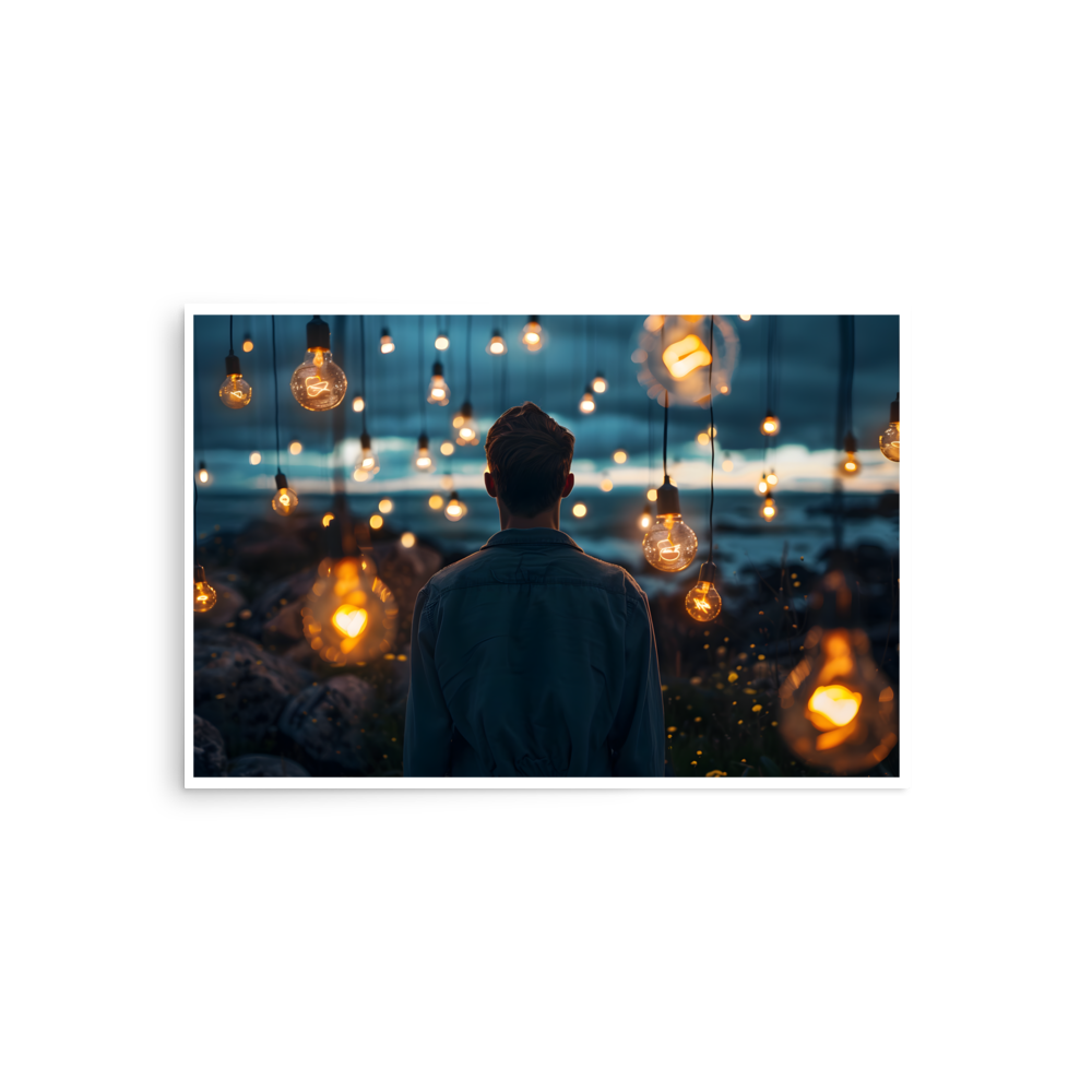 Man idea Light Bulb Unframed Poster