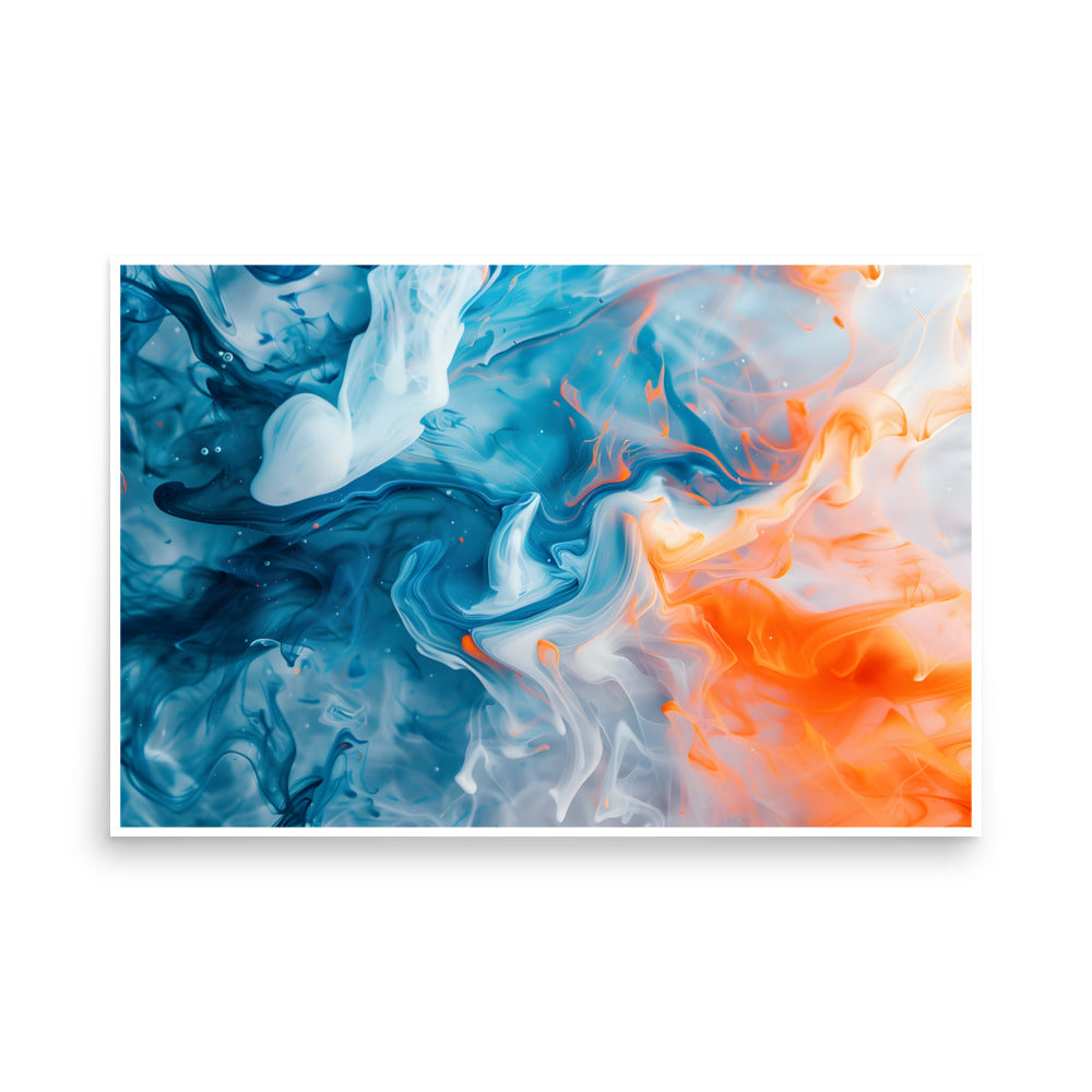 Blue Orange Waves Unframed Poster