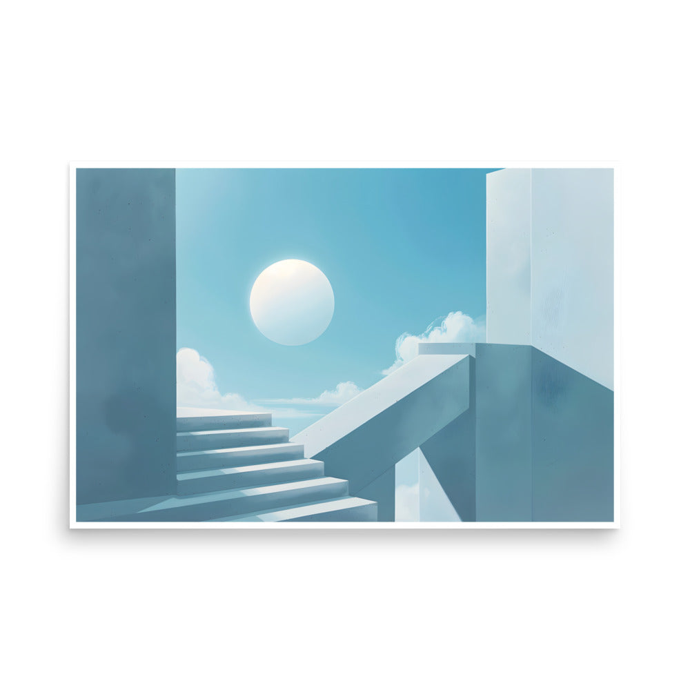 Blue-White abstract Unframed Poster